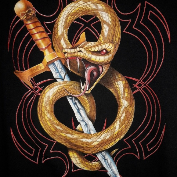 VINTAGE Black Graphic T-Shirt Sz XL Biker Blowout - Picture 2 of 8